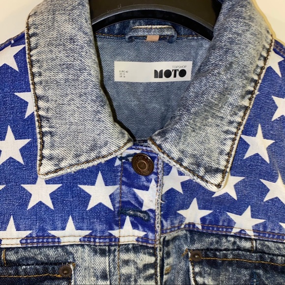 TOPSHOP American Flag printed DENIM jacket - Picture 6 of 7